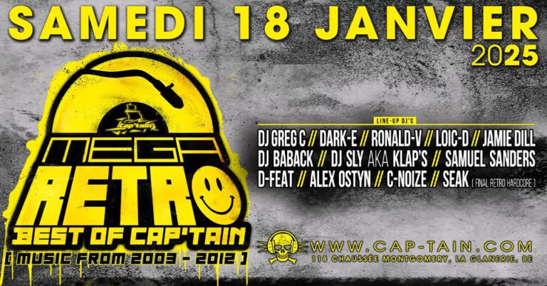 Mega Retro – Samedi 18 Janvier 2025 au Cap’tain